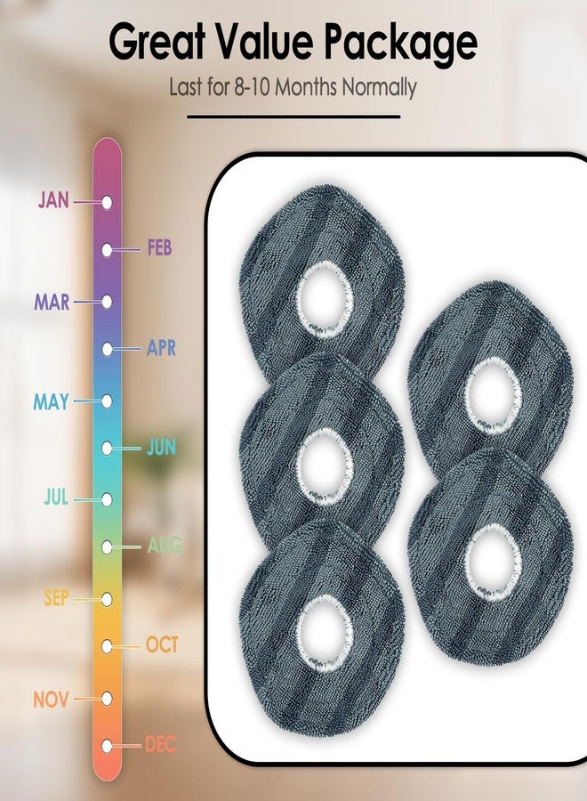 BRUVISH (5 Pack) X10 Pro Omni Replacement Mop Pads for Eufy X10 Pro Omni Robot Vacuum Cleaner, Washable Reusable Replacement Mop Cloths, Mop Pad Accessories Kit, Premium Microfiber - Image 2